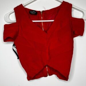 Bebe Scarlet Cold Shoulder Crop Top